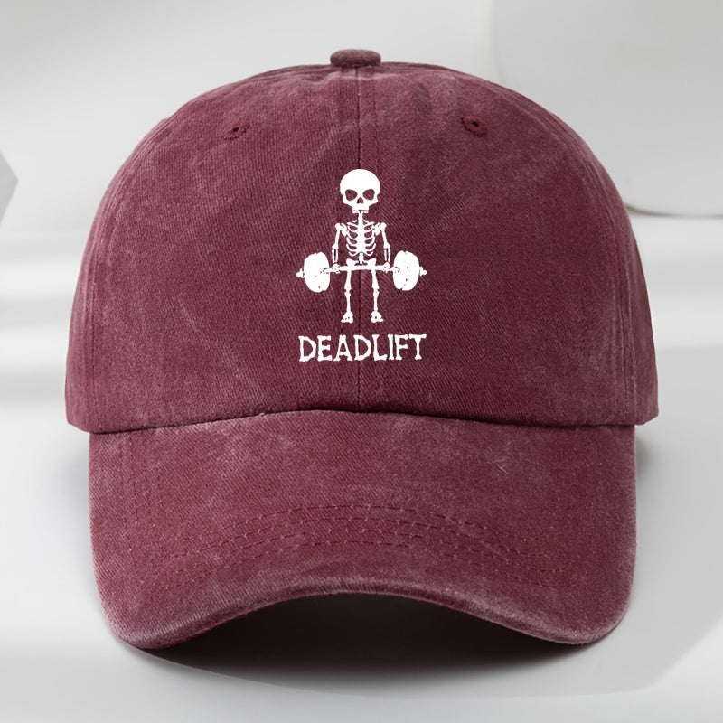 Black Washed Cotton Deadlift Cap, a stylish unisex gym & workout hat for strength training.