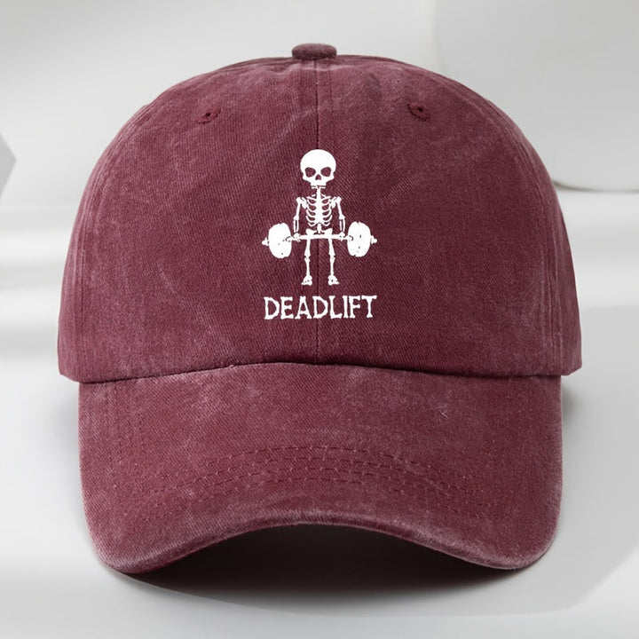 Black Washed Cotton Deadlift Cap, a stylish unisex gym & workout hat for strength training.