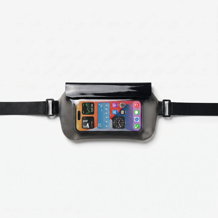Hands-free water-repellent fanny pack for hiking & beach. Secure phone holder, great travel bag.
