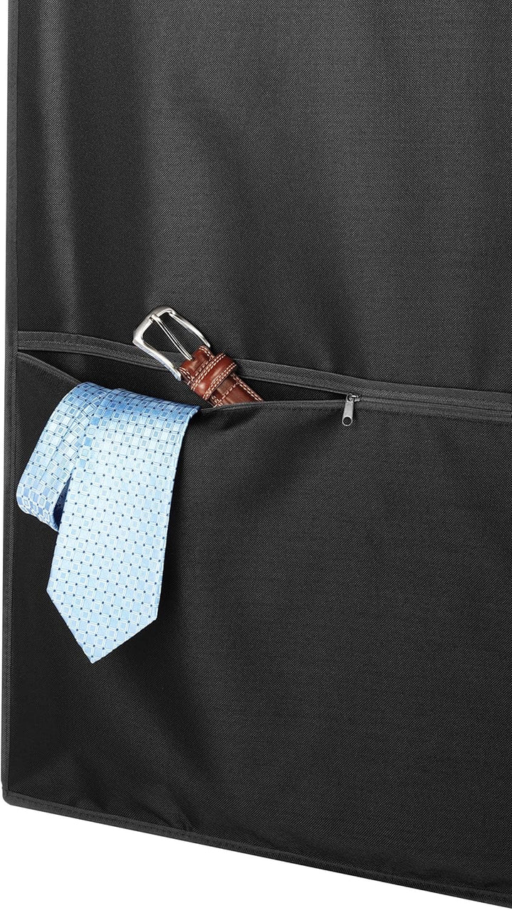 Protect your clothes with this unisex water-repellent zippered garment bag, great for travel & daily storage. Pocket included.