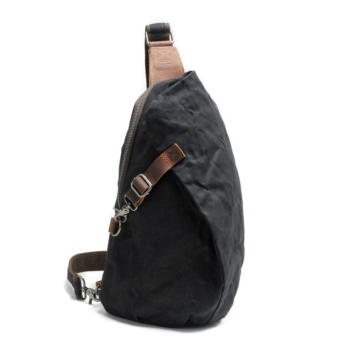 Various color options for unisex water-resistant anti-theft crossbody bags on display, canvas material