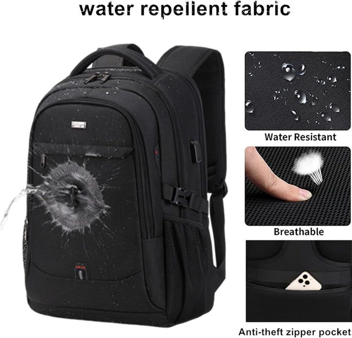 Organized commuter backpack, water-resistant, with secure laptop sleeve, great for daily use.