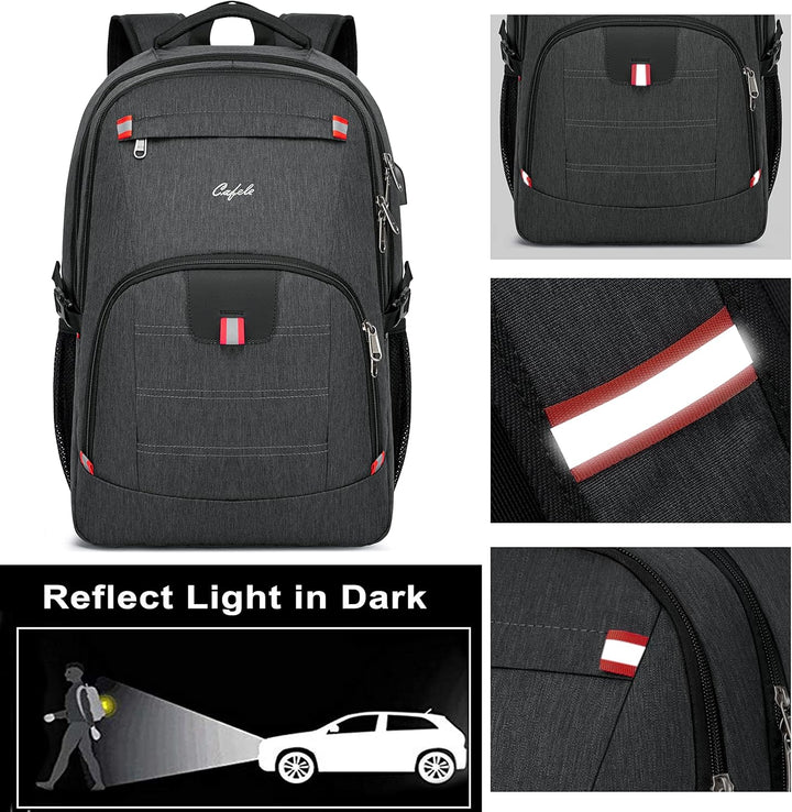 Compact water-resistant travel backpack, anti-theft, USB port, ideal for short trips & tech gear.