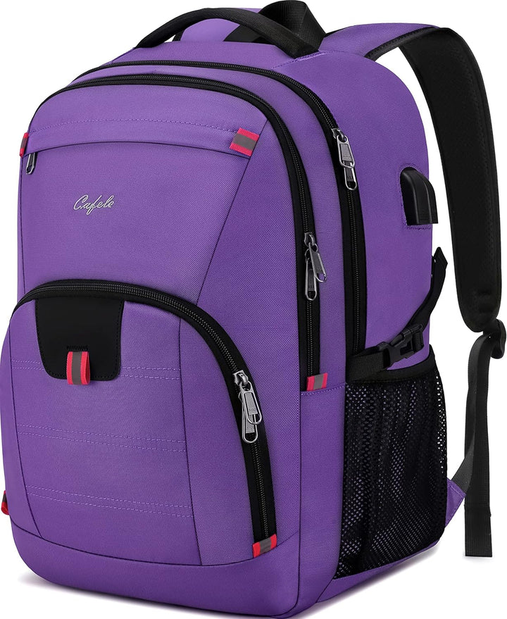 TechPro anti-theft laptop backpack, water-resistant with USB charging, ideal for travel & work.