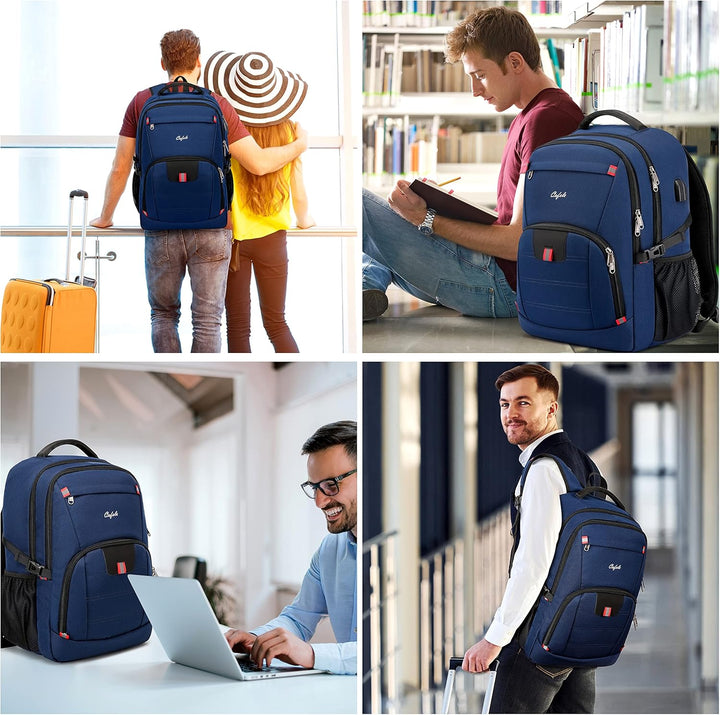 Commuter-friendly water-resistant backpack, anti-theft, USB access, dedicated laptop sleeve.
