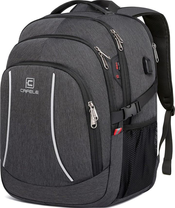 Sleek TechPro anti-theft backpack, water-resistant, USB for charging, ideal for modern professionals.