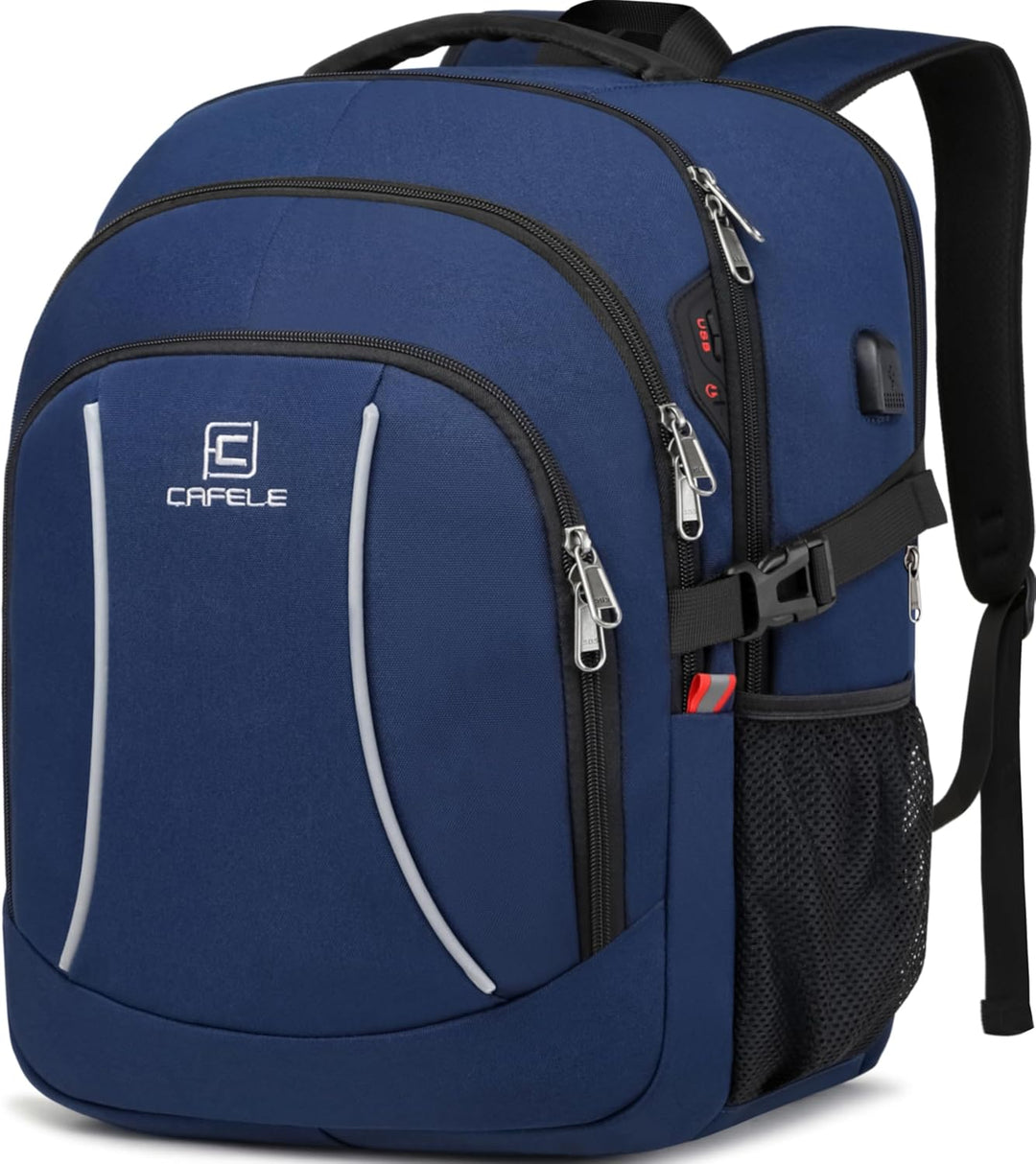 Travel-friendly water-resistant backpack, anti-theft features, laptop sleeve, and USB port.