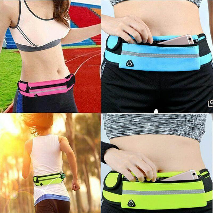 Running waist belt & fitness accessory. Water-resistant design protects essentials during outdoor jogs.