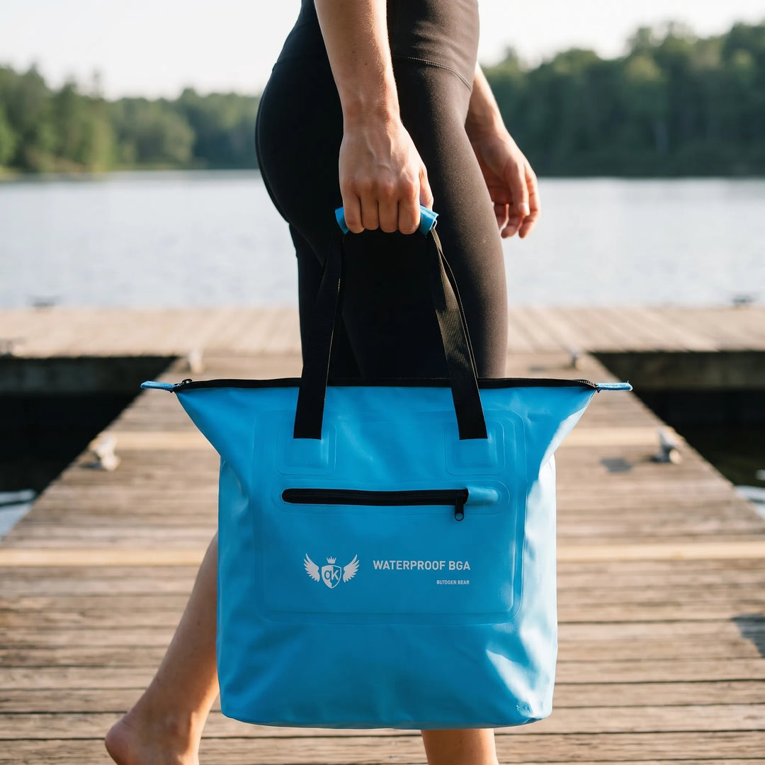 Unisex water-resistant shoulder tote bag for outdoor adventures, perfect for keeping essentials dry.