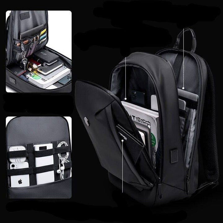 Lightweight multi-compartment unisex backpack in modern design, ideal for school, work, or weekend travel.