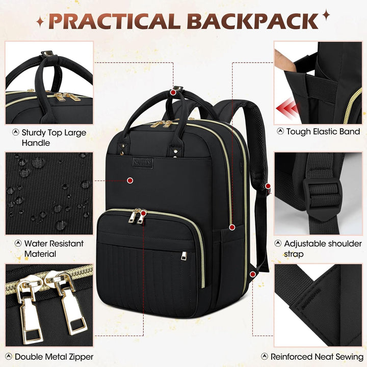 Unisex laptop backpack, ergonomic design, padded straps, water-resistant for business or school