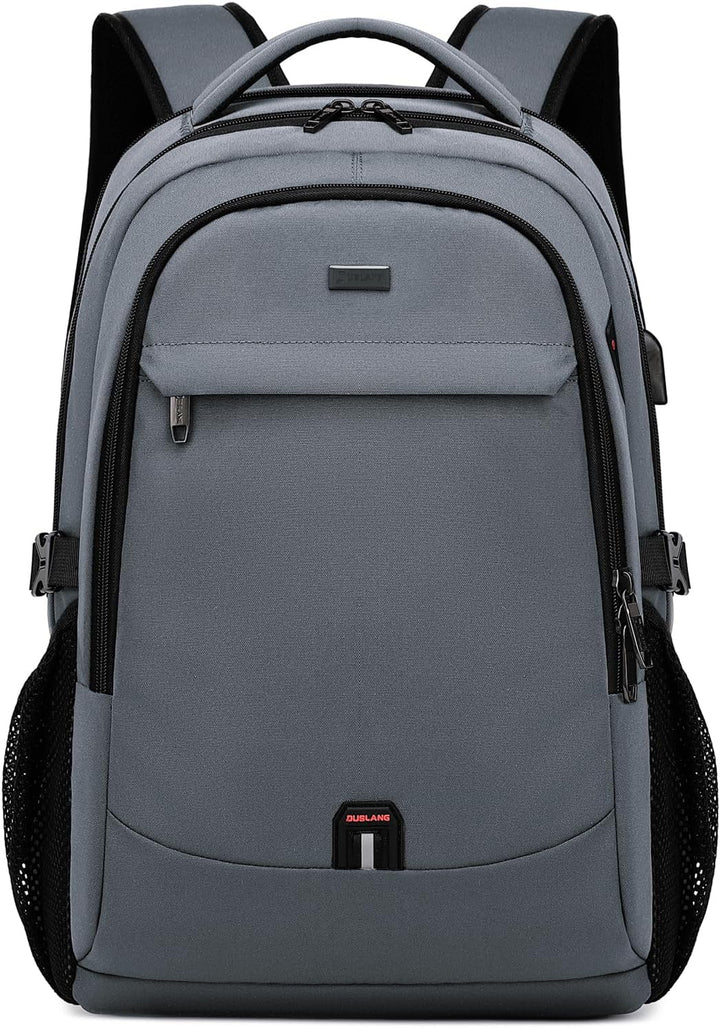 Unisex water-resistant travel laptop backpack with integrated USB charging port for tech-savvy commuters & students.
