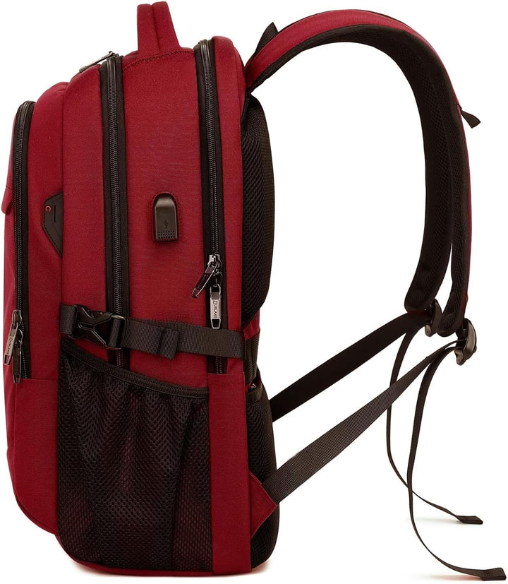 Anti-theft work backpack with USB port, protecting valuables & tech.