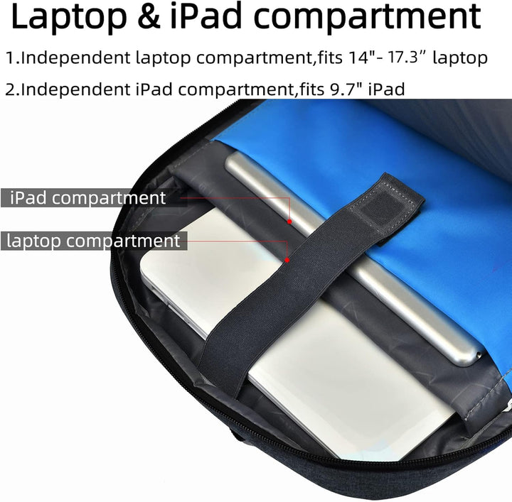 Organized travel laptop backpack, water-resistant & comfortable to carry.
