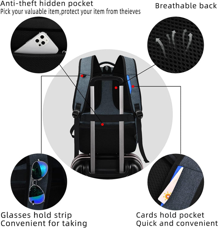Water-resistant USB backpack for tech-savvy travelers & commuters.
