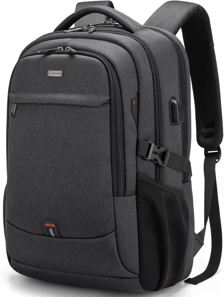 Unisex water-resistant backpack, ideal for laptops, travel, and daily use.