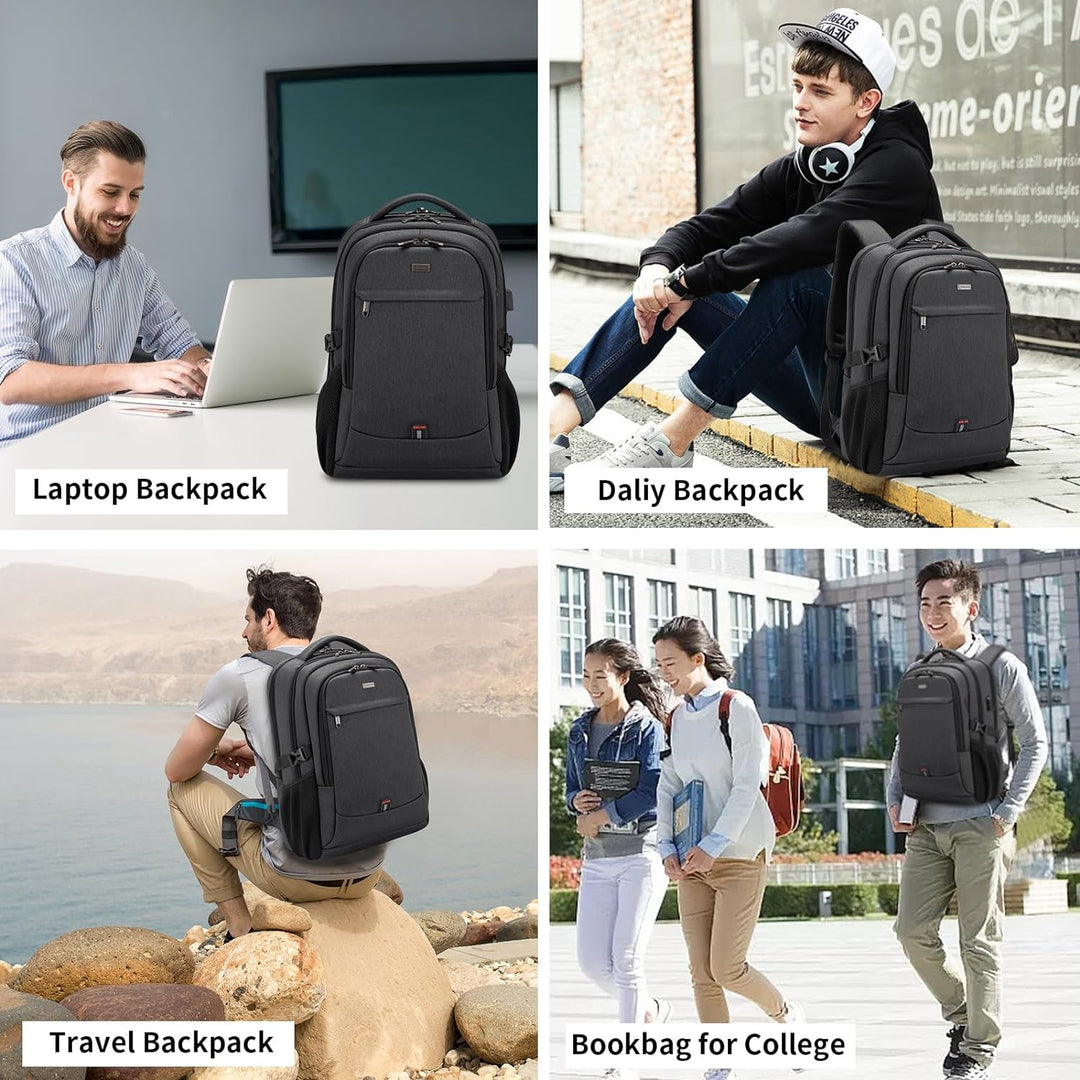 USB charging backpack, water-resistant, ideal for students and professionals.