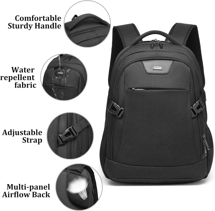 Spacious college backpack with USB port, water-resistant for textbooks & laptop.