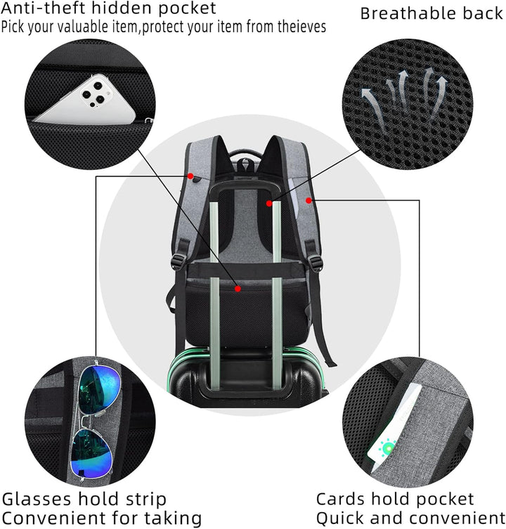 Everyday college backpack, water-resistant, USB charging, & ample storage.