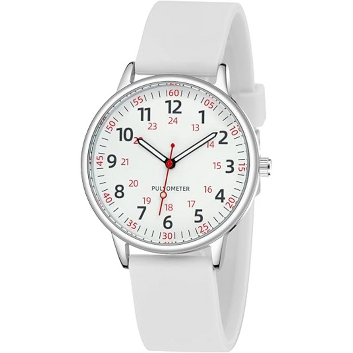 Unisex waterproof analog nurses watch with a durable silicone band for medical professionals.