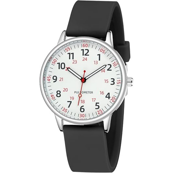 Professional scrub watch: waterproof, analog display, and a comfortable, robust silicone band.