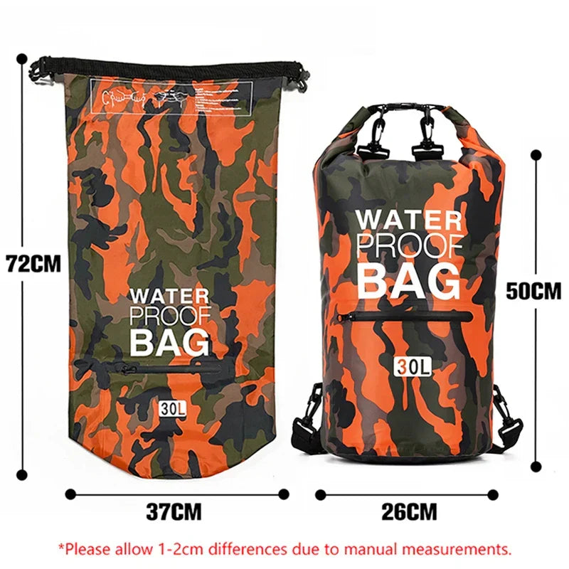 Waterproof dry bag backpack for hiking, camping, kayaking. Keeps gear safe with dedicated wet/dry separation.