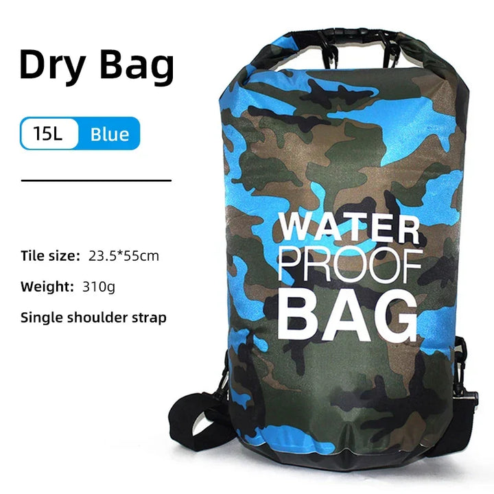 Unisex waterproof backpack for kayaking, paddleboarding, water sports. Secure wet/dry storage for essentials.