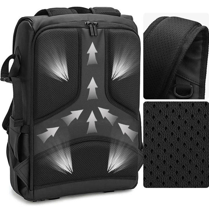 Waterproof camera shoulder bag, large capacity, for drone and photography gear, side view with pocket detail