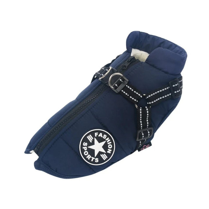 Outdoor dog coat: a versatile waterproof dog jacket with an integrated harness for ultimate protection in all weather.