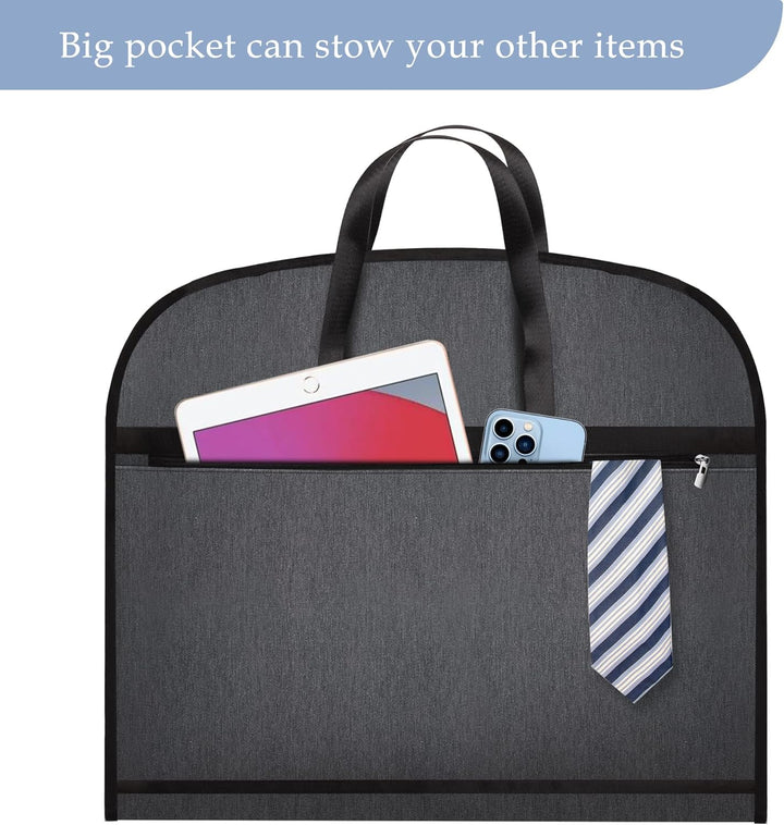 Waterproof foldable suit garment bag, unisex. Protects clothes during travel. Easy to carry luggage accessory.