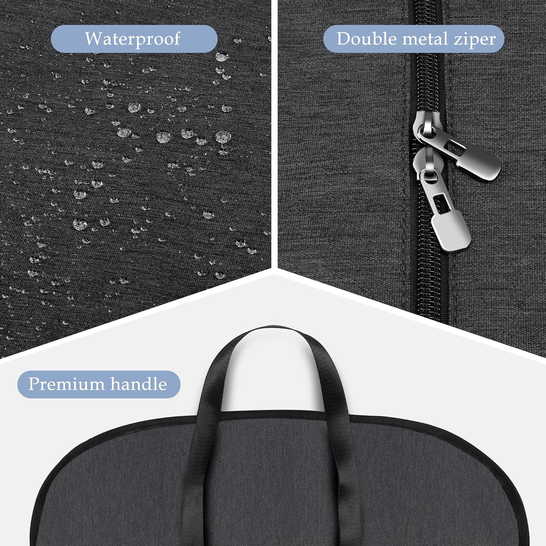 Travel suit cover, waterproof & foldable garment bag. Unisex Oxford clothing storage for business travel luggage.