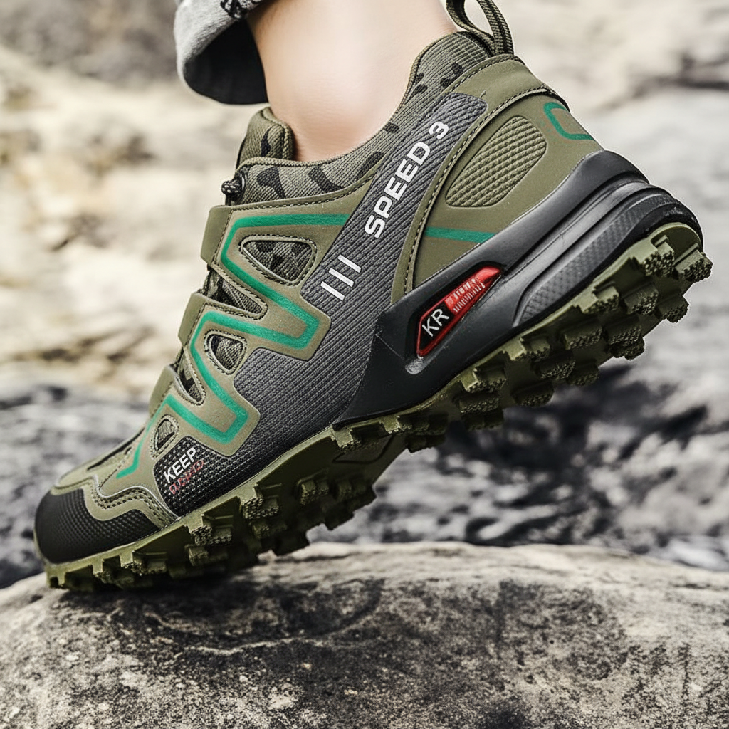 Durable non-slip unisex waterproof hiking shoes for all outdoor adventure activities.