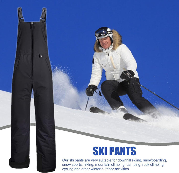 Unisex insulated ski bibs in vibrant red, worn by model in snow, showing full range of motion.