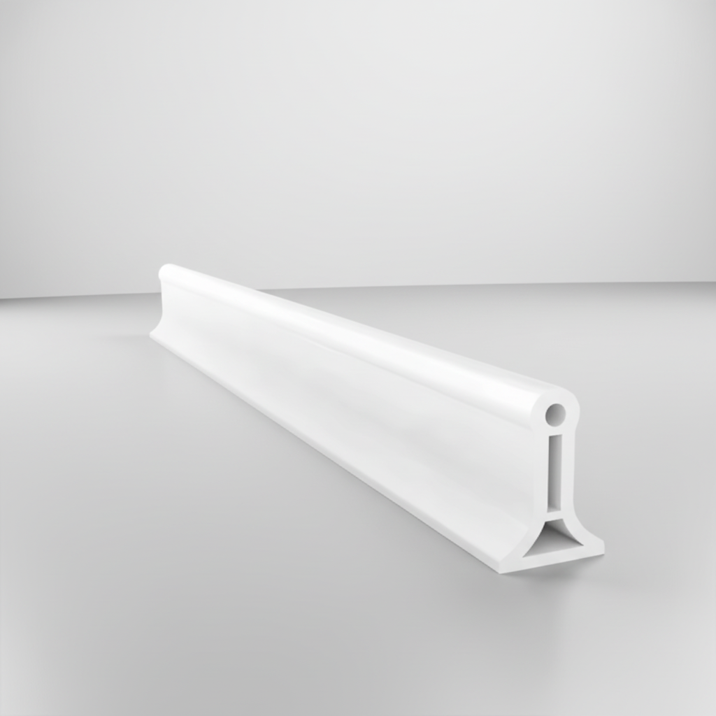 Close-up of Kompakte AquaStrip, a waterproof shower barrier strip for bathroom floor protection and water guarding