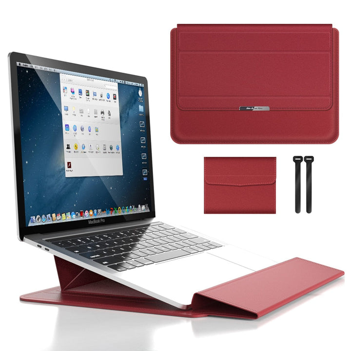 Unisex Veltro laptop sleeve: waterproof, shockproof, built-in stand, and comfortable wrist support for work.