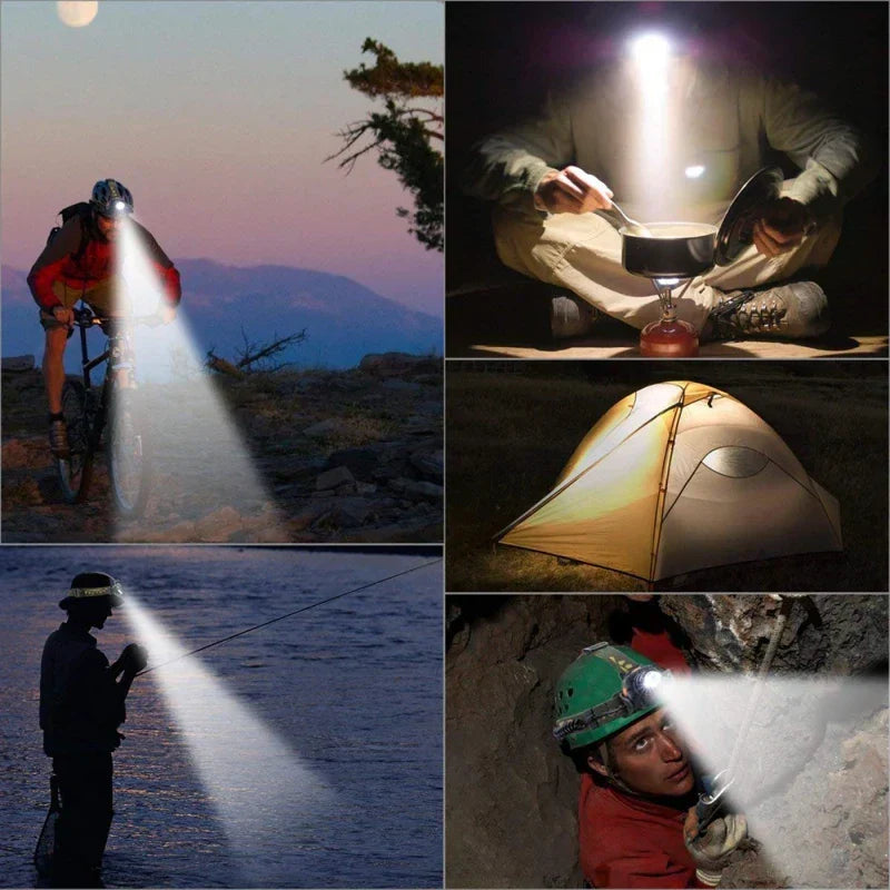 Portable LED headlamp with adjustable zoom for outdoor activities and illumination, waterproof design