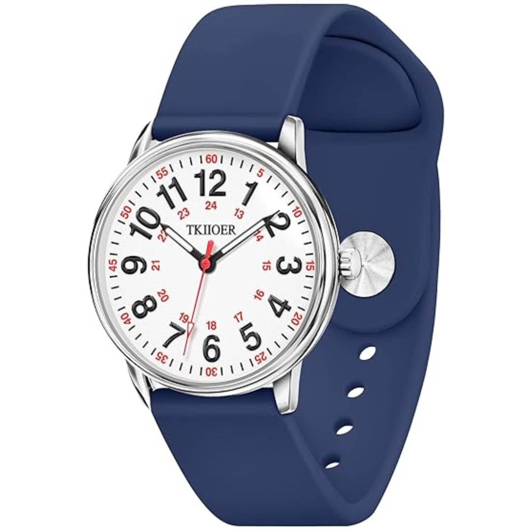 Unisex waterproof nurse watch, luminous dial for low light, durable medical accessory.