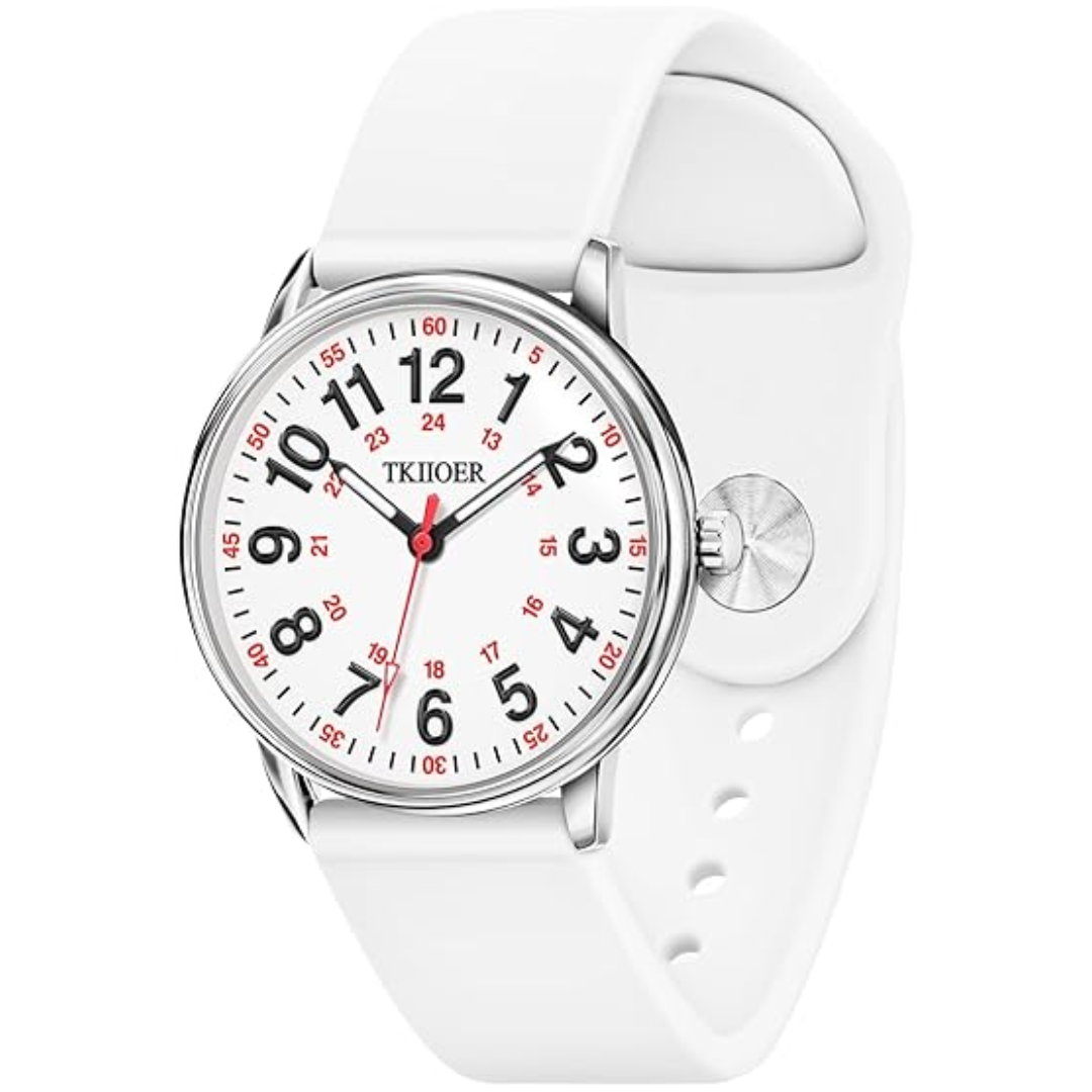 Adjustable band of a waterproof luminous nurse watch, comfort for long shifts, reliable medical accessory.
