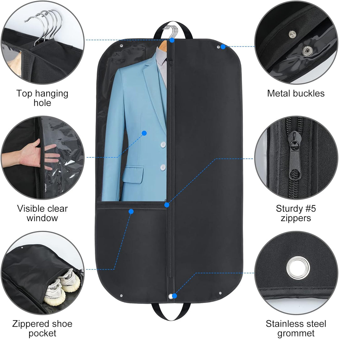 Close-up of waterproof Oxford fabric garment bag texture, highlighting durability for clothing protection