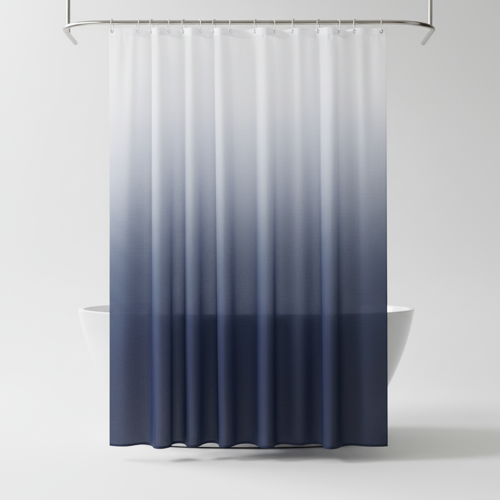 AquaVeil thickened polyester shower curtain, easy to clean, featuring a stylish gradient for modern baths.