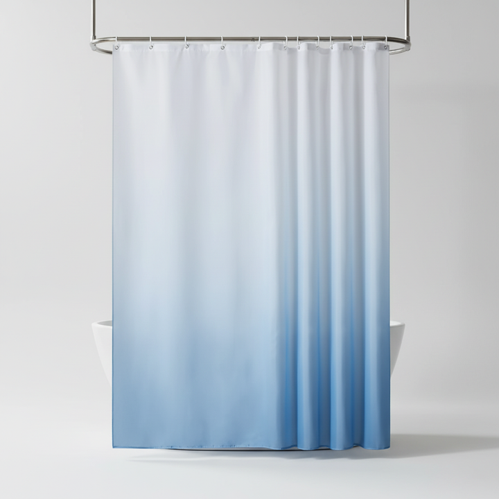 AquaVeil gradient shower curtain, made of thickened polyester, offering both style and functionality.