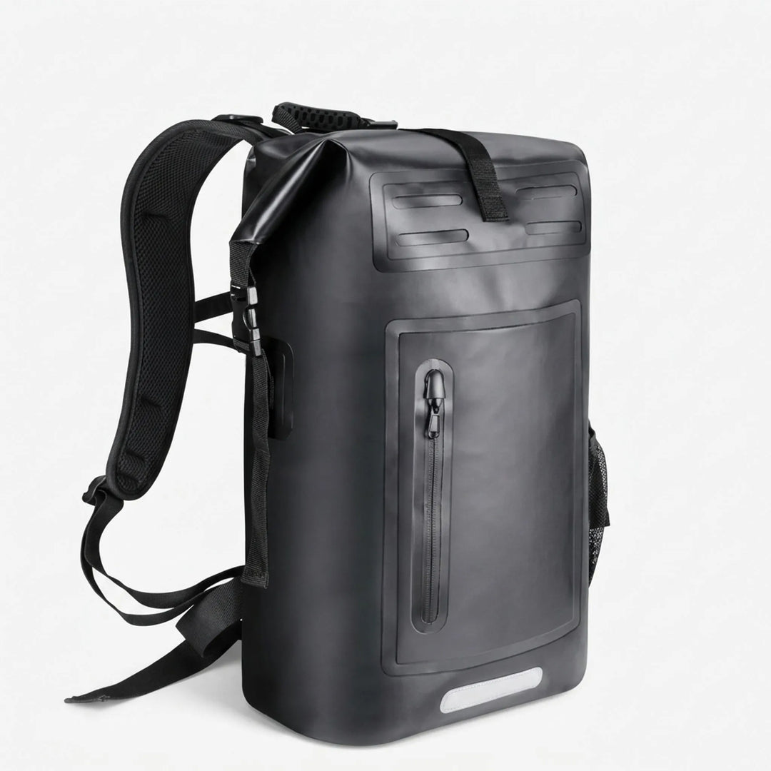 Adventure-ready waterproof roll top backpack for hiking, camping, and travel. Keeps gear dry and secure in any weather.