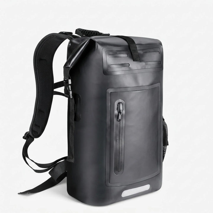 Adventure-ready waterproof roll top backpack for hiking, camping, and travel. Keeps gear dry and secure in any weather.