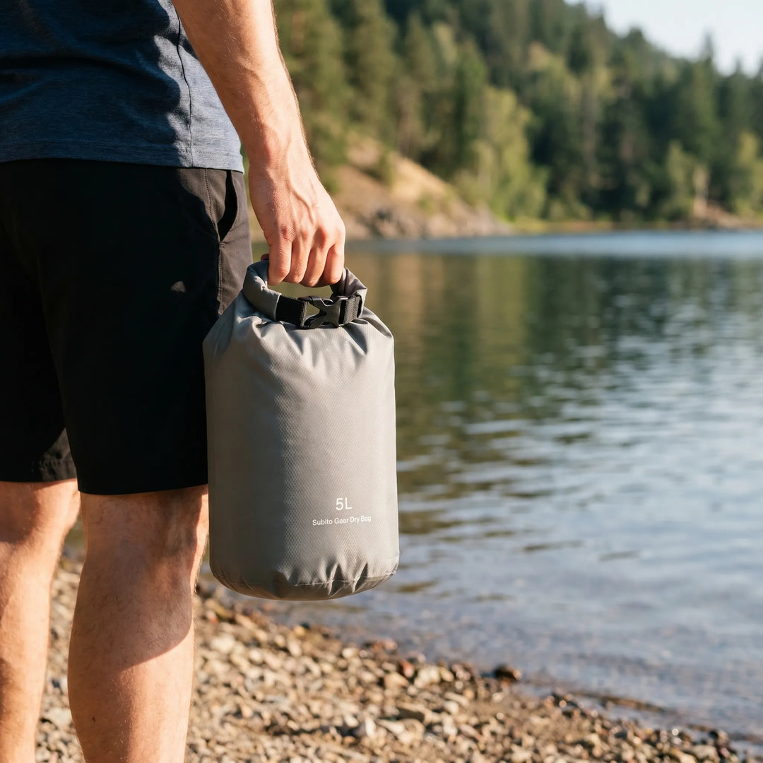 Unisex waterproof roll-top dry bag for camping, hiking & travel. Lightweight outdoor gear for adventure.