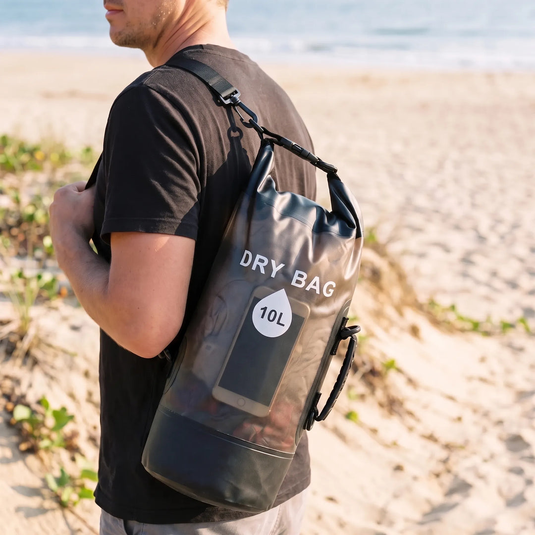 Unisex waterproof roll-top dry bag for outdoor adventures like kayaking, boating & camping trips.