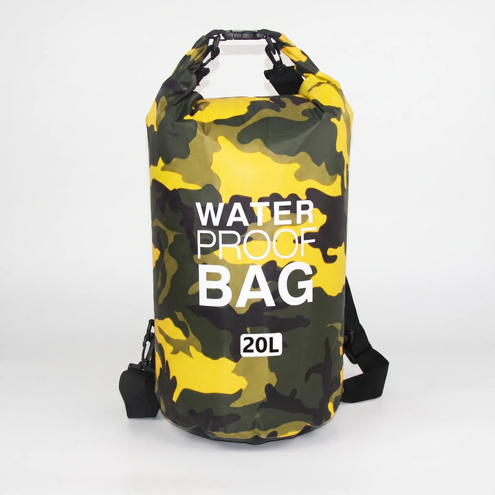 Functional roll-top dry sack for outdoor gear, travel, and keeping clothes dry on the beach.