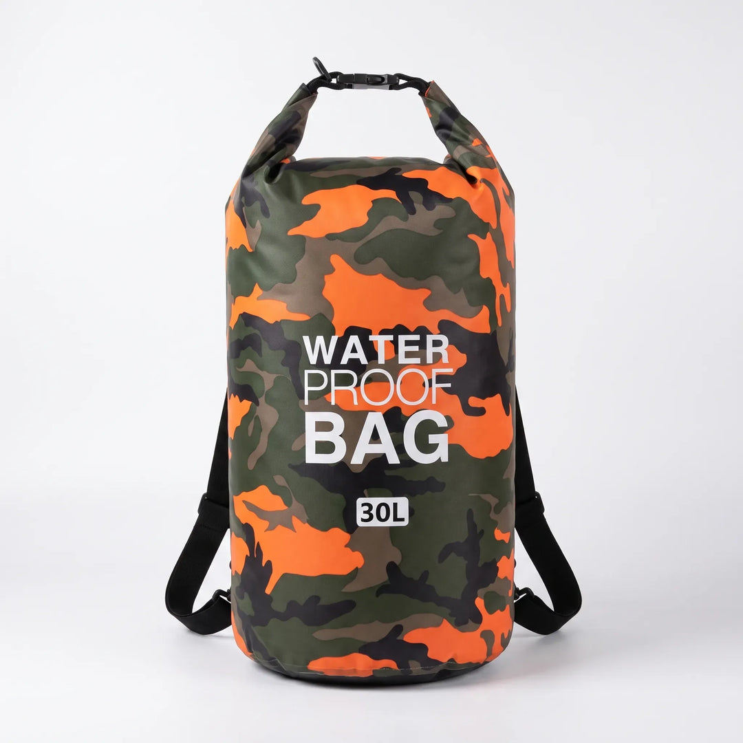 Waterproof roll-top dry bag for adventurers, ensuring gear protection on any outdoor journey.