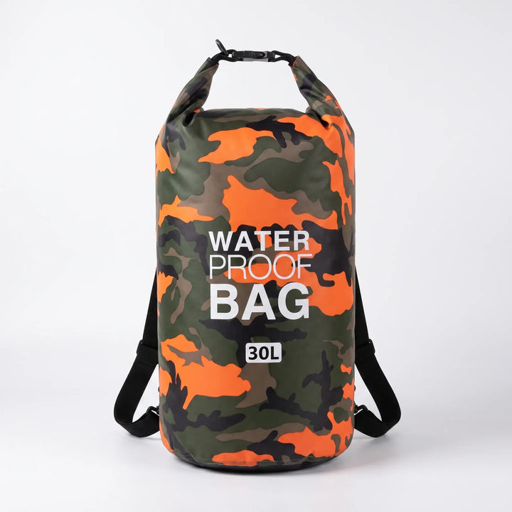 Waterproof roll-top dry bag for adventurers, ensuring gear protection on any outdoor journey.