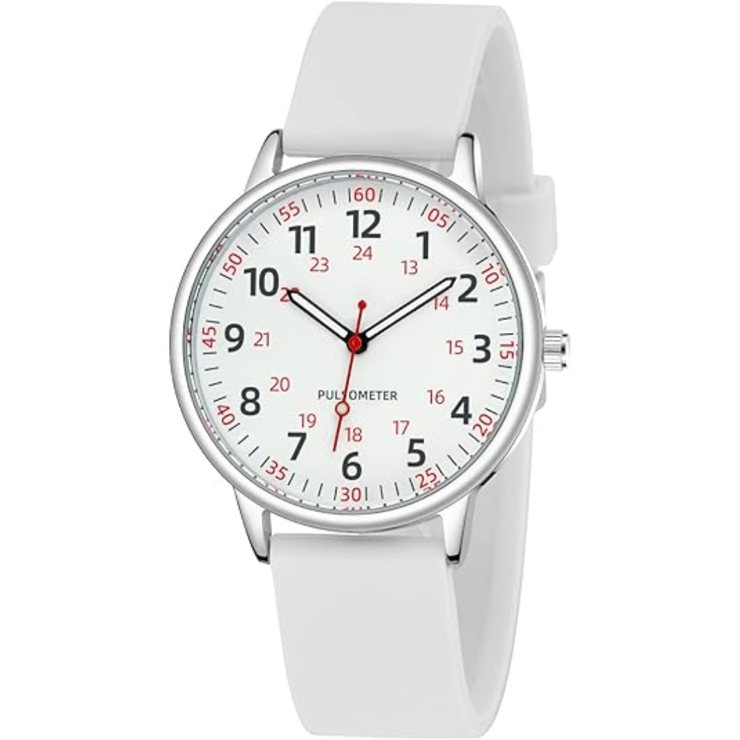 Unisex waterproof silicone fob watch, white, for nurses/doctors, medical accessory