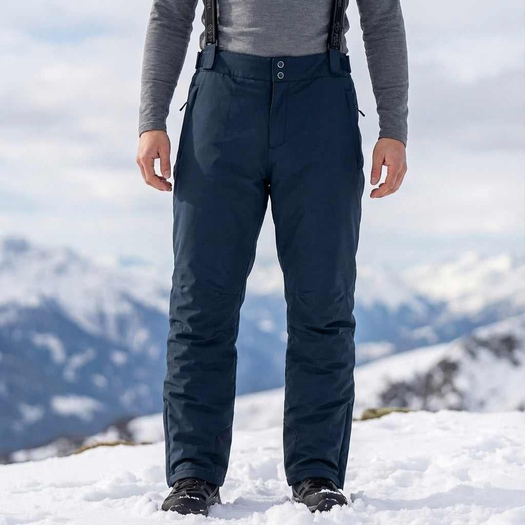 Unisex waterproof ski trousers Mitchell with detachable braces, black, full length